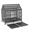 Heavy Duty Dog Cage pet Crate with Roof & window on roof