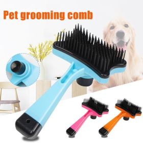 Plastic Push Brush for Cat and Dogs Pet Groom Bath Brush Hair Removal Brush Best Price (Color: Blue)