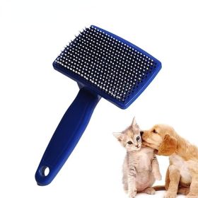 Pet Needle Combs Massage Pet Hair Remover Brush Cats Fur Cleaning Stainless Non-Slip Flea Chihuahua Pet Grooming Dog Supplies (Color: Green, size: S)