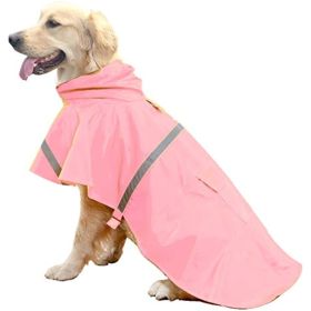 Dog Raincoats for Large Dogs with Reflective Strip Hoodie; Rain Poncho Jacket for Dogs (Color: B2-Orange, size: [M])