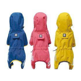 Small dog raincoat; body full surrounding; waterproof poncho pet clothes; with tow holes in the back (colour: turmeric, size: M (recommended weight 4-6 kg))