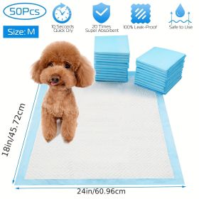 50Pcs/Set Dog Training Pads Puppy Pee Pads Cat Wee Mats Potty-Train 24x18In M (Color: Blue)